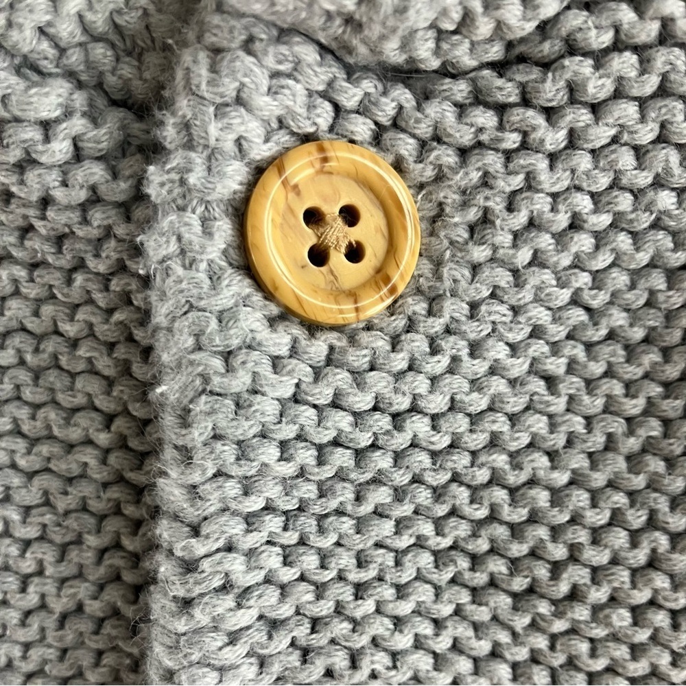 EUC Little Planet by Carter's Baby Organic Signature Stitch Cardigan Grey 9M - Picture 6 of 11